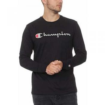 Champion Crewneck Long Sleeve T-Shirt Camiseta, Negro