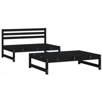 Juego de muebles de jardín 2 pzas madera maciza de pino negro