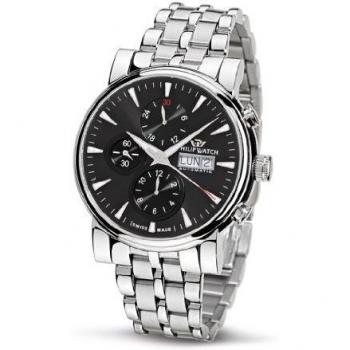 Philip Men's Wales Chronograph Watch R8243693025 with Automatic Movement, Black Dial and Stainless Steel Case