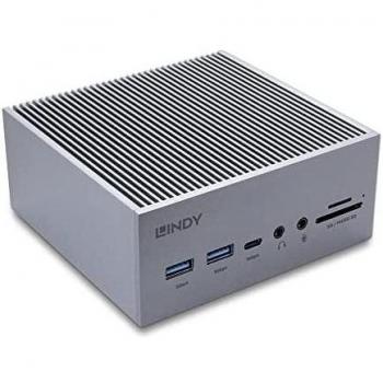 Lindy 43351 Base para Portátil y Replicador de Puertos USB 3.2 Gen 1 (3.1 Gen 1) Type-C Gris