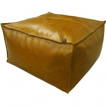 Overseas Puff 60x60x30 cm cuero sintético marrón coñac