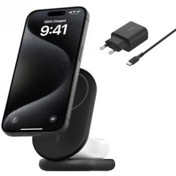 Cargador Inalámbrico Magnético 2 en 1 Belkin Qi2 15W Negro