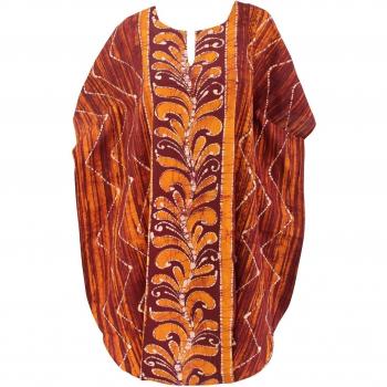La Leela damas algodón hecho a mano puro dbatik túnica suelta arriba noche dvestido traje baño ddkimono mujeres maternidad boho ocasional dverano encubrir loungewear ropa playa corto marrón caftán