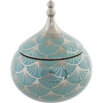 Caja-Joyero DKD Home Decor Porcelana Turquesa 14 x 14 x 17 cm