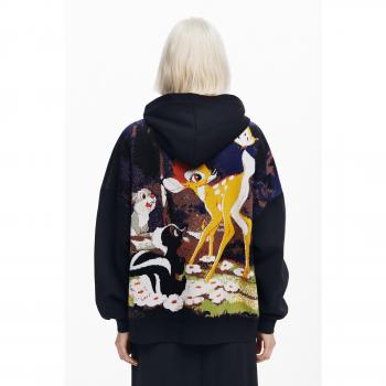 Sudadera de mujer Desigual Bambi con capucha, oversize y color negro