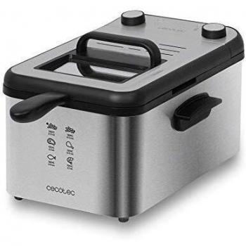 Cecotec freidora eléctrica CleanFry 3000 Full INOX. 3 L Capacidad, Filtro OilCleaner, 2400 W, cubeta, cestillo de freír y Filtro OilCleaner Aptos lavavajillas, Temporizador 30 min y cubeta Acero.