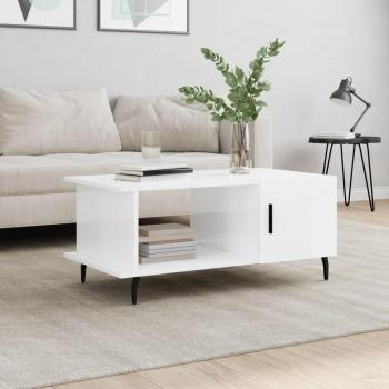 Mesa de centro madera contrachapada 90x50x40 cm blanco brillo vidaXL