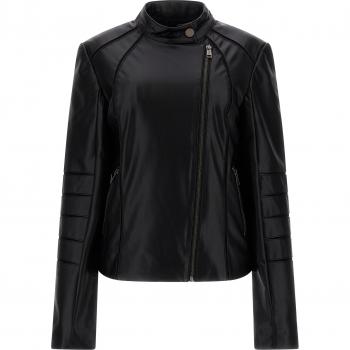 Guess Harley Women's Faux Leather Jacket - Black, Regular Fit, Size S