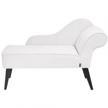 Chaise Lounge Vintage Tapicería de Tela de Poliéster Blanco con Patas Negras Versión Derecha Biarritz