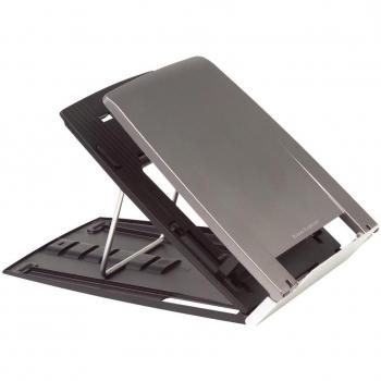 Soporte para portátil BakkerElkhuizen Ergo-Q 330, ajustable en altura, compatible con laptops de 12 a 17 pulgadas, color gris y negro