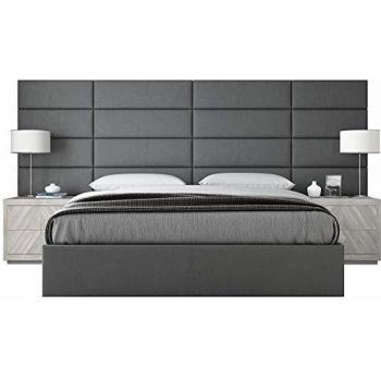 Cabecera Tapizada con Panel Decorativo 91cm Gris