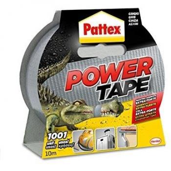 Pattex Power Tape, cinta multiusos ultraresistente, corte fácil, gris, 10m