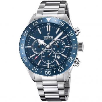 Reloj Festina Ceramic F20575/2 para Hombre con Esfera Azul y Correa de Acero