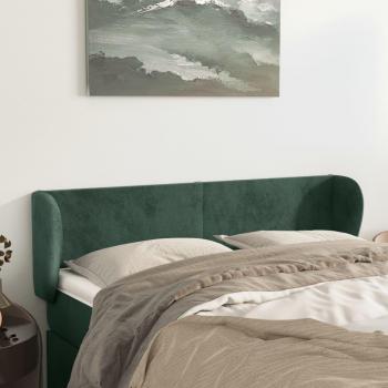 Cabecero de oreja en terciopelo verde oscuro 147x23x78/88 cm