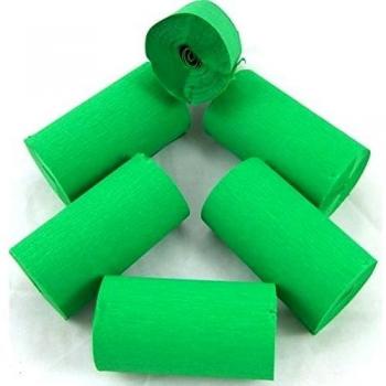 6 Verde Claro. Papel crepé serpentinas. extra ancho 80mm x 10metros. 14 colores vibrantes siempre en stock