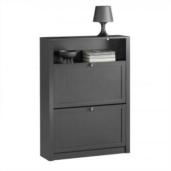 Zapatero Estrecho Organizador para Zapatos SoBuy FSR87-SCH con 2 Puertas Abatibles, dimensiones 80 x 24 x 110 cm, color Negro