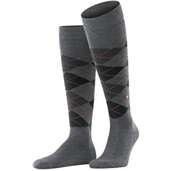 Burlington Men's Preston Soft Acrylic Knee High Socks Grey/Black 6.5-11