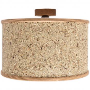 Lámpara de techo Pures Heu 2610 Almut von Wildheim, 33x45 cm (AtxØ), roble, plafón Ø 45cm, heno puro