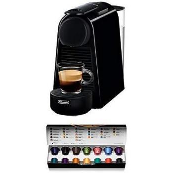 Nespresso De'Longhi Essenza Mini EN85.B - Cafetera monodosis de cápsulas Nespresso, compacta, 19 bares, apagado automático, color negro, Incluye pack de bienvenida con 14 cápsulas