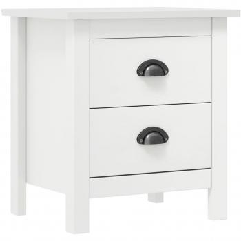 vidaXL Bedside Cabinet Hill White 46x35x49.5 cm Solid Pine Wood