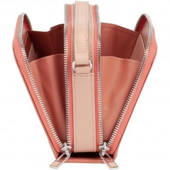 Dudu - Bandolera de mujer de piel con doble cremallera, bolso de hombro pequeño, cuero, multipocket, incluye monedero