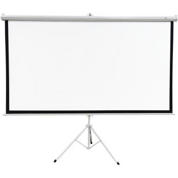 Pantalla de Proyección Extralink 100 (2,54 m) 16:9, dimensiones 220x125 cm, material PVC blanco, rodillo semiautomático y con soporte