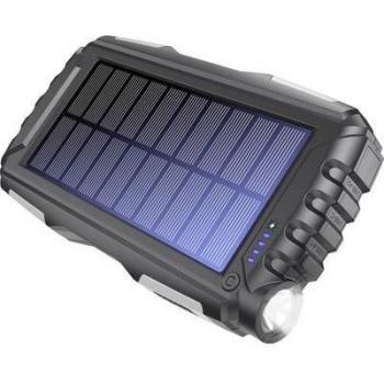 Powerbank Solar Denver 20000 mAh con Linterna y Pantalla de Estado