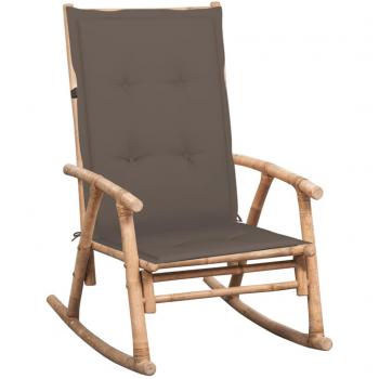 vidaXL Silla mecedora con cojín bambú 120 x 50 x 4 cm