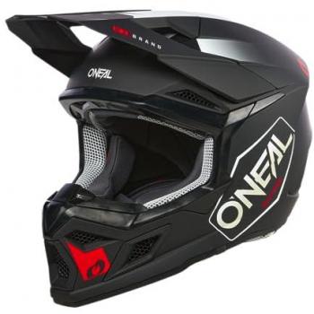 O'Neal Casco de Motocross 3SRS Hexx Negro-Blanco-Rojo, Carcasa ABS, Norma de Seguridad ECE 22.06, Ventilaciones para una refrigeración óptima, Talla XS