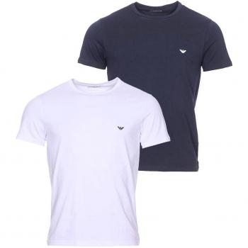Emporio Armani 2-Pack Crew T-Shirt Essential Core Logoband Camiseta Interior Hombre, Azul