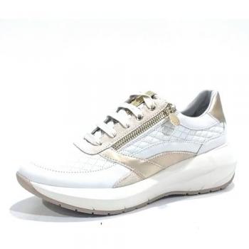 Stonefly Zapatillas Deportivas Twins 2 para Mujer en Gris de Piel con Cordón y Cremallera, Talla 40
