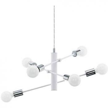 Lámpara Colgante Eglo Gradoli Estilo Sputnik Blanca y Cromada 6 Bombillas E27 55cm