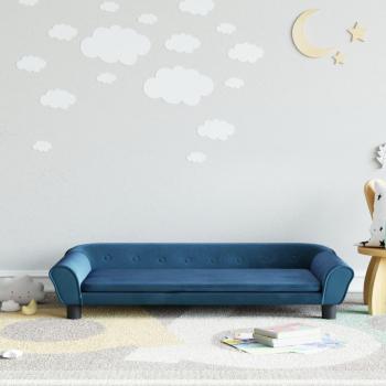 Sofá infantil de terciopelo azul 100x50x26 cm