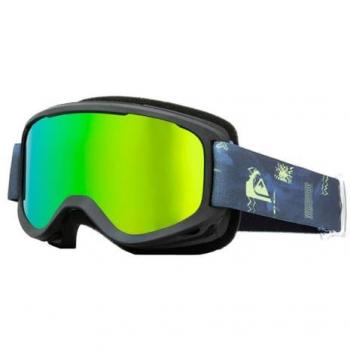 Máscara Quiksilver Little Grom con lentes espejadas verde junior - Máscara de esquí para niños, diseño juvenil, lentes espejados verdes