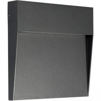 Aplique de pared empotrado cuadrado grande Baker Antracita, 1 bombilla, LED 6W, 3000K, 266lm, IP54, tamaño 16cm