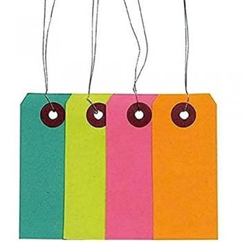ETIQUETAS PAPEL COLOR 9x4 CM HILO ALAMBRE 40 UD