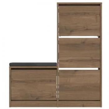 Mueble para zapatos 4 puertas L105 cm - Color Roble Envejecido