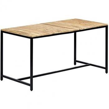 vidaXL Dining Table 140x70x75 cm Solid Rough Mango Wood