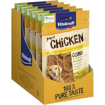 VITAKRAFT Pure Snack 100% natural para perros Monedas sabor pollo (Pack de 8x80g) - Aperitivo de moneda de pollo, sin cereales, con carne magra de pollo, en bolsa resellable,