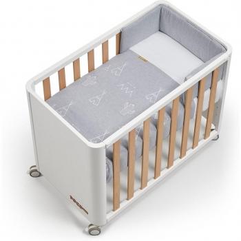 Cotinfant Doco Sleeping Style Minicuna de Colecho Blanco/Natural con Textil Tipi Gris 90 x 50 cm