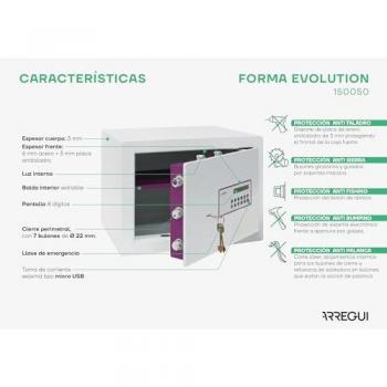 CAJA FUERTE SOBREMESA M:15050 ARREGUI - Caja fuerte electrónica con llave y código, apertura con teclado y llave, doble seguridad, dimensiones 32x42x36 cm, capacidad de 40L