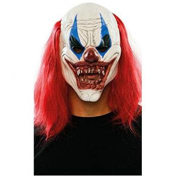 Máscara Payaso Diabólico con Melena - Máscara de látex, diseño terrorífico, melena colorida, adecuada para Halloween y fiestas de disfraces, talla única