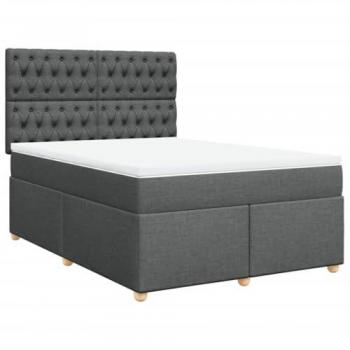 Cama box spring con colchón de tela gris oscuro 140x200 cm