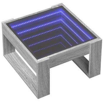 Mesa de centro con Infinity LED gris Sonoma 50x53x30 cm - Madera y vidrio de ingeniería - Luces LED RGB - Capacidad de 30 kg