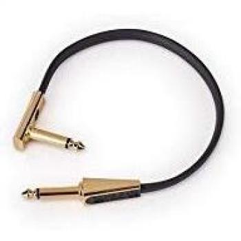 Rockboard Gold Series Flat Looper/Switcher 20CM Cable - Cable negro de 20 cm con carcasas de conector doradas