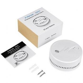 X-Sense DS31 Detector de Humo Alarma de Incendios Con Sensor Fotoeléctrico, 10 Años Vida Útil, Blanco