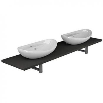 vidaXL Lavabo de Baño con Estante de Pared Cerámica Hogar Jardín Bricolaje Grifo Ducha Aseo Servicio Tocador Pila Ducha Toilette Diseño Decoración