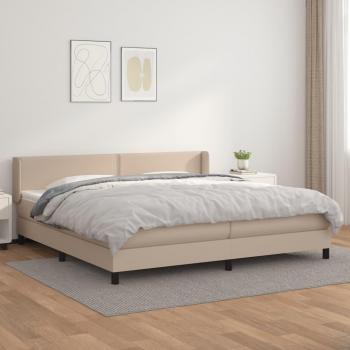 Cama Box Spring con Colchón de Cuero Sintético Capuchino 200x200cm