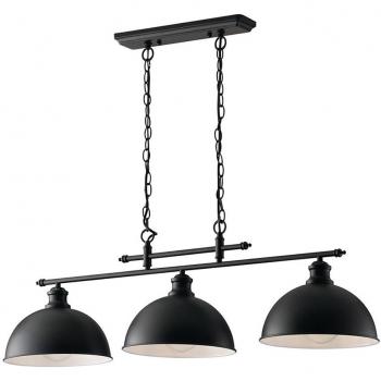 Colgante Charleston Negro Blanco 29-120 Cm - Lámpara de techo de metal negro con tres luces y interior blanco, diseño moderno, compatible con bombillas E27