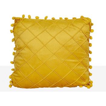 Cojín terciopelo amarillo 40 x 5 x 40 cm, 400 gramos, con diseño de madroños